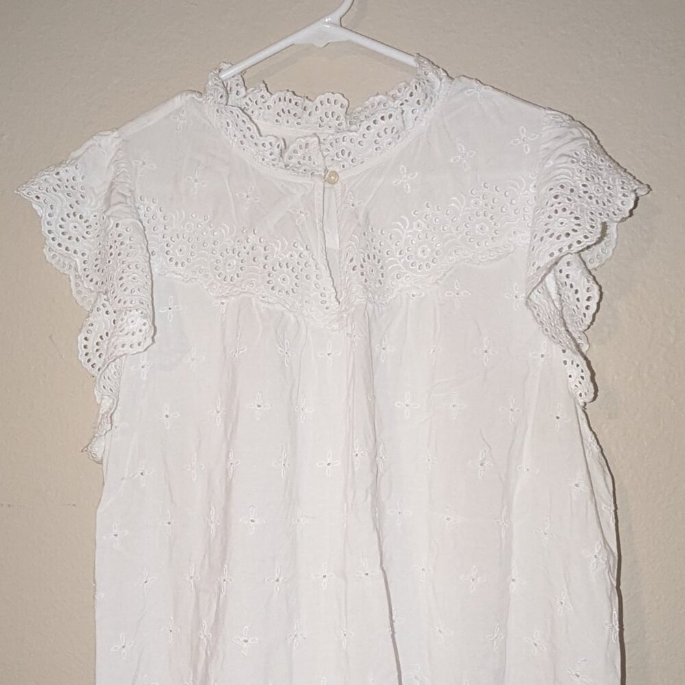Loft White Eyelet Blouse